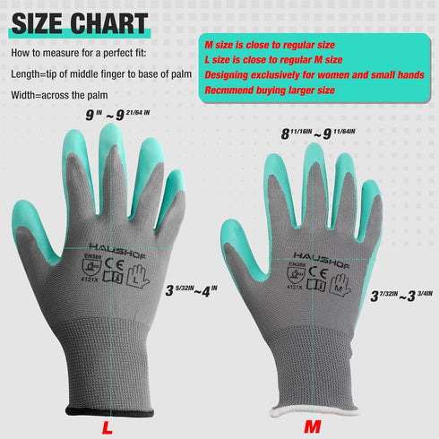 HAUSHOF 6 Pairs Garden Gloves for Women, Nitrile Coated Working Gloves, for Gardening, Restoration Work, Medium, Pink & Green, M...