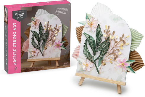 Craft Crush DIY String Art Craft Kit - Floral Interior Design DIY Activity for Teens & Adults - Complete String Art Kit with Embroidery Thread, Fo...
