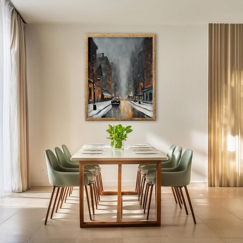 Posterizer 1 pcs-beautiful city in winter-in oil painting style -3-Landscape & Nature Art-GIft for Men Women Teens-Dining Room Decor- unframed wal...
