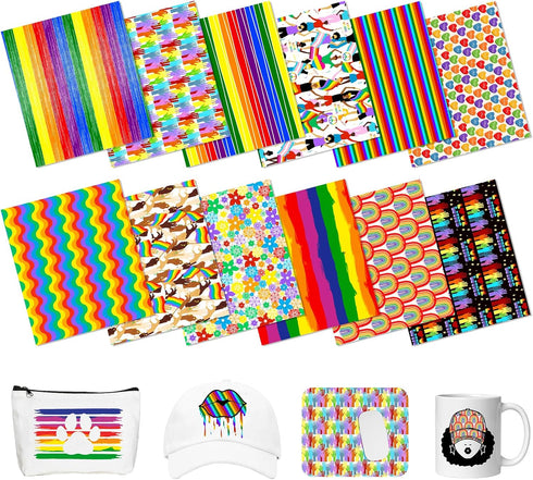 Rainbow Pride Patterned Sublimation Transfer Paper 12sheets 12inches x 10inches LGBTQ Sublimation Transfer Sheets Sublimation Transfer Sheets Comp...
