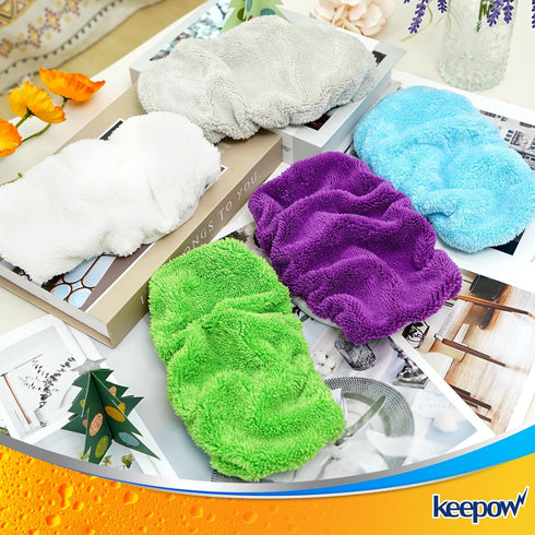 KEEPOW Reusable Microfiber Mop Pads for Swiffer Sweeper Mop, Washable Wet Pad Refills for Wet & Dry Use, Microfiber Dry Sweeping Cloths for Hardwo...
