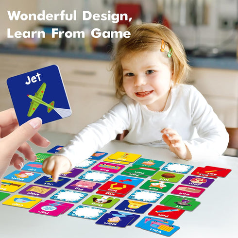 CVC Word Matching Game, 72 PCS CVC Words Memory Matching Cards for Toddlers 36 Pairs Memory Cards Educational Toys for Preschool Boys & Girls 4 5 ...