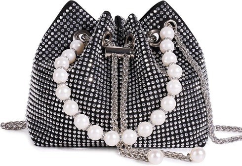 Desy & Feeci Bling Rhinestone Purse for Women, Glitter Clutch Handbag Bucket Evening Bag for Girls Wedding Party...