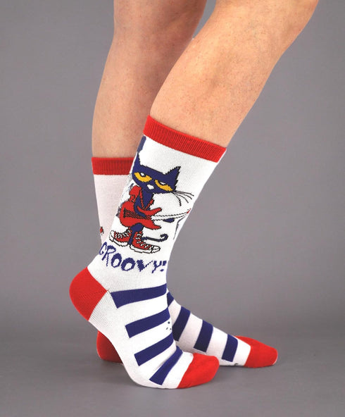 Pete the Cat Socks Gifts (Adult) (3 Pair) - (Women) Groovy Crew Socks - Fits Shoe Size: 4-10 (Ladies)...