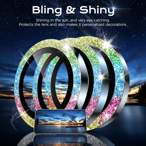 for iPhone 15 Pro Max Camera Lens Protector Bling and 3 Pcs Screen Protector, Tempered Glass Camera Cover, Anti-Scratch Anti-Drop Protection Glitt...