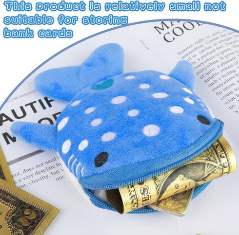 simarro 2Pcs Shark Plush Coin Purse, Kawaii Shark Zipper Wallet Portable Change Wallet Christmas Gifts for Men Women Cosmetic Jewelry Key Holder E...