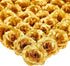 50 Pack Gold Roses Artificial Flowers Bulk, 3 Inch Stemless Fake Silk Roses for Decorations, Wedding, Faux Bouquets...
