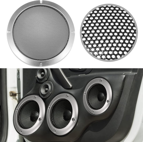 X AUTOHAUX 8" Speaker Grille Cover Mesh Trim Round Subwoofer Grille Horn Protective Guard Silver Tone Car Auto Stereo Accessories...