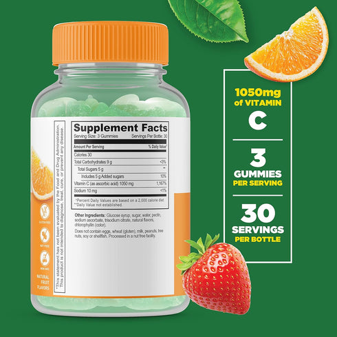 Lifeable Vitamin C - Great Tasting Natural Flavor Gummy Supplement - Vegetarian GMO-Free Chewable Vitamins - for Immune Support - 90 Gummies (1050...
