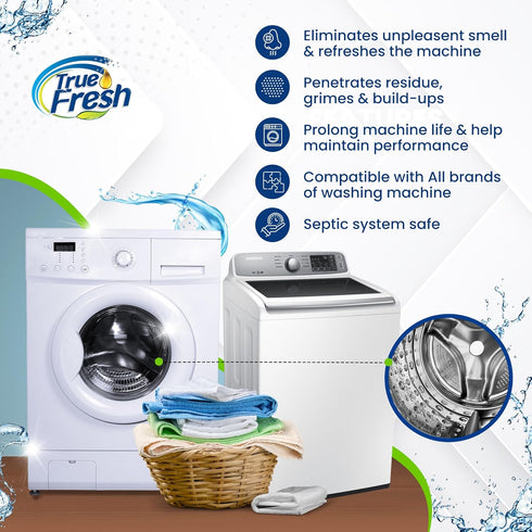 True Fresh Washing Machine Cleaner Tablets 25-Pack - Deep Cleaning Washer cleaner Tablets for Top loader, front Load & HE - Cleans Drum, Tub seal ...