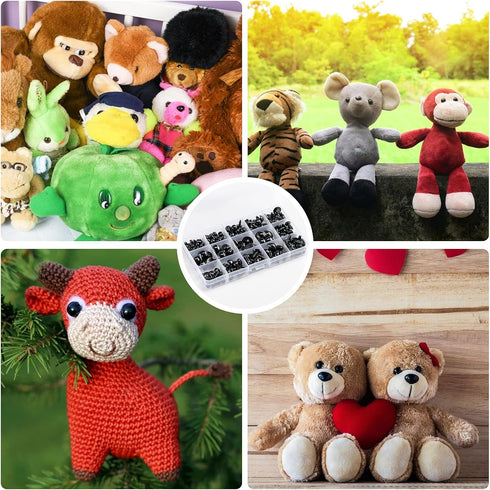 Safety Eyes and Noses, Plastic Craft Eyes and Teddy Bear Nose for Amigurumi with Washers?Crochet and Tweezers for Doll Making Supplies...