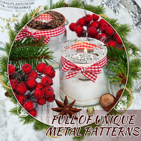 Moxweyeni 2 Pieces Candle Toppers to Burn Evenly Scented Jar Candles Cover 2.85 Inch Mother's Day Gifts Leaf Pine Topper Lids Accessories Sleeves ...