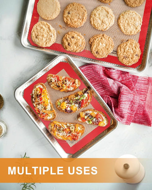 Silicone Baking Mat-Set of 5 (2 Half Sheet Mats + 2 Quarter Baking Sheets+ 1 9'' Oven Liner), Sopito Non Stick & Reusable Bakeware Mats for Cookie...