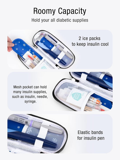 LengKe Insulin Cooler Travel Case TSA Approved, EVA Diabetic Travel Case with 2 Gel Ice Packs for Insulin Pens, Diabetic Supplies and Insulin Syri...