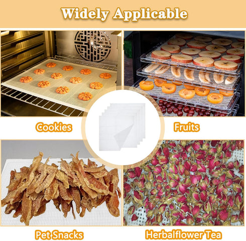 Silicone Dehydrator Sheets, Non Stick Silicone Mesh for Dehydrator Tray Liner 14x14inch Silicone Dehydrator Sheet Food Dehydrator Sheets Fruit Dry...