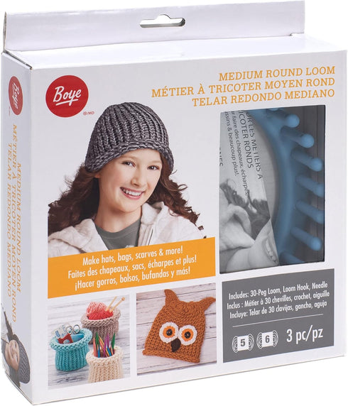 Boye Plastic Round Loom Knitting Set, 30 pegs and 7.5" Diameter, Multicolor 4 Piece......