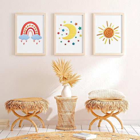5 Set Embroidery Kit for Beginners Boho Rainbow Cross Stitch with Patterns Embroidery Hoops Instructions Embroidery Floss Needlepoint Kits DIY Adu...