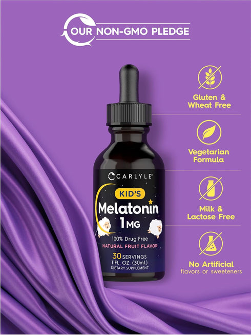 Carlyle Kids Melatonin Liquid | 1 fl oz | Two Pack | Fruit Flavor | Drug Free Childrens Supplement...