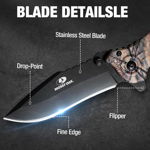 Mossy Oak Folding Tactical Pocket Knife for Men, Camo Pocket Knife with 3 Inch Stainless Steel Drop Point Blade, EDC Tool with Clip...