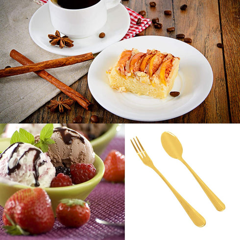 Set of 16 Gold Demitasse Espresso Spoon (4 inch) and Stainless Steel Forks (4.8 inch), DaKuan Gold Mini Coffee Spoons & Cake Forks for Dessert, Te...