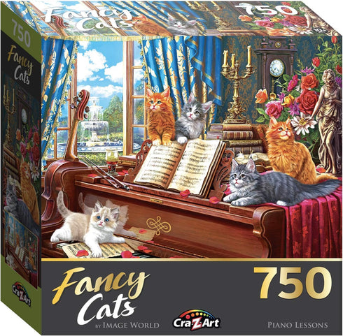 RoseArt - Fancy Cats - Piano Lessons - 750 Piece Jigsaw Puzzle for Adults...