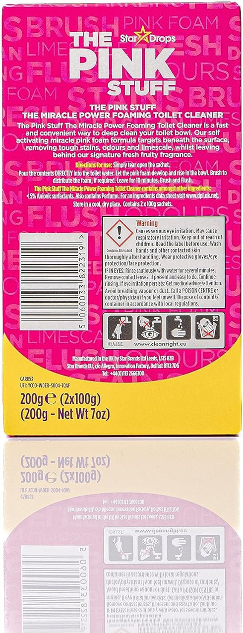 Stardrops - The Pink Stuff - The Miracle Power Foaming Toilet Cleaner - 2 Treatments - Self Activating Pink Foam...