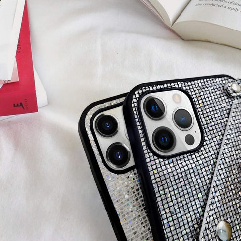 Omorro Glitter Diamond Sequins Wallet Case with Shiny Crossbody Chain for iPhone 12 Pro Max Black...