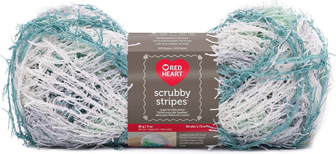 Red Heart Cool Mint Yarn SCRUBBY Stripes...