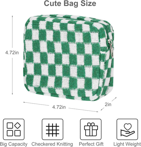 Sanitary Napkin Storage Bag, Menstrual Pad Zipper Bag Checkered Portable Period Bag Panty Liners, Tampon Storage Pouch for Teen Girls Women Ladies...