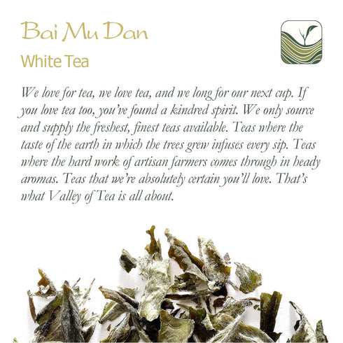 White Peony White Tea - Bai Mu Dan Chinese White Tea - Pai Mu Tan Loose Leaf Tea From China - Baimudan or Paimutan - White Tea Leaves Loose Leaf W...