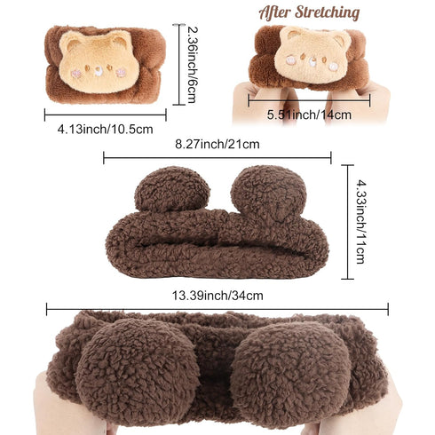 Bear Ears Headband Spa Headband and Wristband Set, Animal Ear Headband, Cute Ear Headband, Skincare Headbands for Party Cosplay Makeup Washing Fac...
