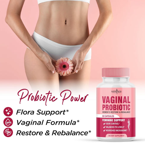 NEW AGE Vaginal Probiotics for Women with Prebiotics, Cranberry Extract, and a Lactobacillus Probiotic Blend, Supports Healthy pH Balance, Odor Co...