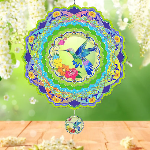 Hummingbird Wind Spinners for Yard and Garden,3D Wind Spinner, 12 inch Metal Wind Sculpture Stainless Steel Wind Catchers for Outdoor Indoor Craft...