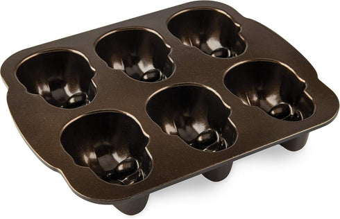 Nordic Ware Halloween Bakeware, Haunted Skull Cakelet Pan, Bronze...
