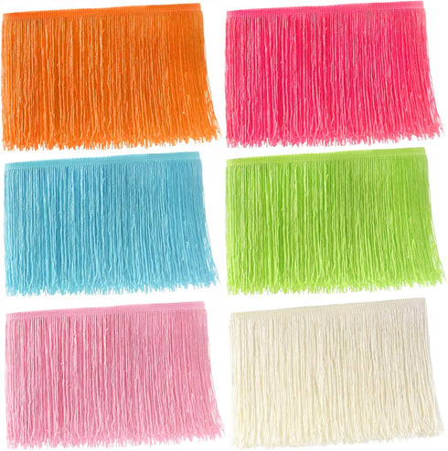 13 Yards Fringe Tassel Trim 6 Inch Wide Multicolor Fringe Lace Trim for DIY Curtains Latin Halloween Costume Lamp Shade (6 Inch, Multicolor 03)...