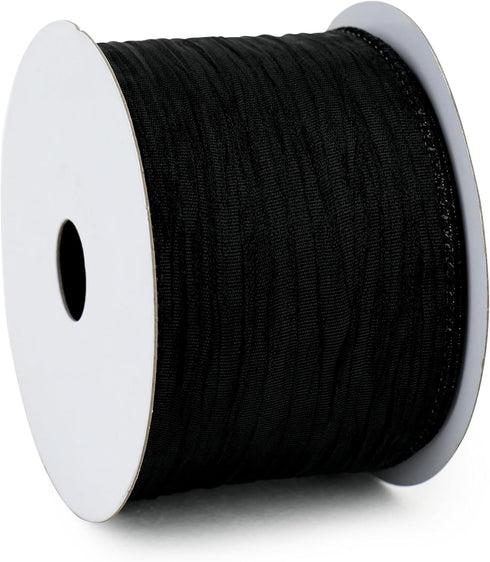 Black Wired Ribbon 2.5 Inch x 10 Yard Metallic Sheer Wired Ribbon Crinkle Wired Ribbon for Wreaths and Bows, Rustic Wedding, Gift Wrapping, Farmho...
