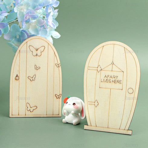 AUEAR, 24 Pack Fairy Door Miniature Wooden Garden Doors Windows Unfinished Fairy Window Accessories Mini Fairy House DIY Craft for Wall Home Party...