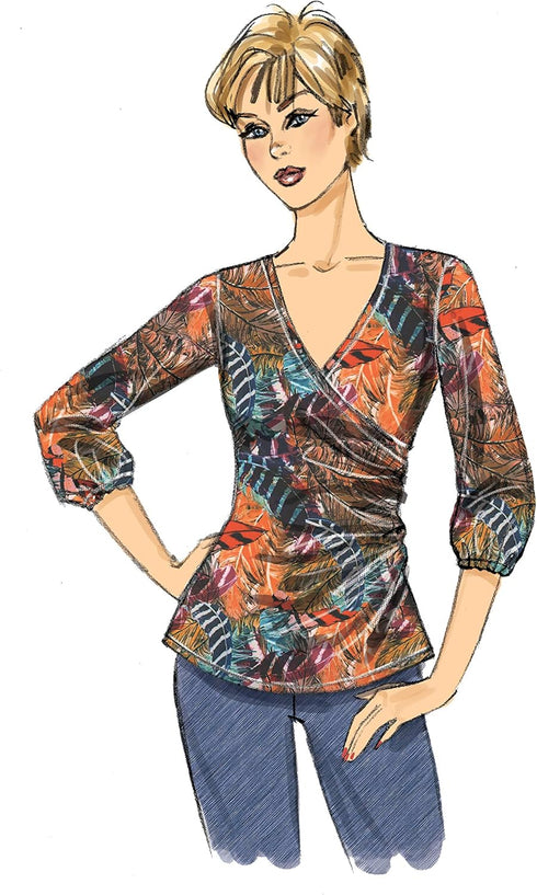 Butterick B6628A5 Easy Women's Wrap Front Blouse Sewing Patterns, Sizes 6-14...