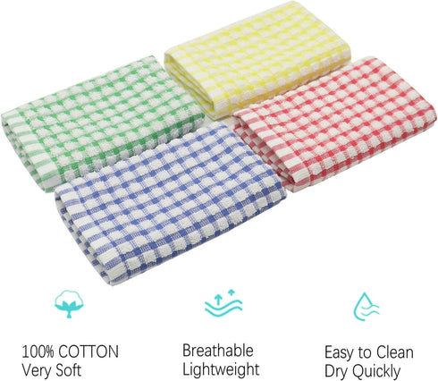 Cotton Cleaning Rags Terry Dish Cloths for Washing Dishes, Set of 8 Dish Rags for Cleaning, Light and Soft Dish Towels for Kitchen Drying Dishes, ...