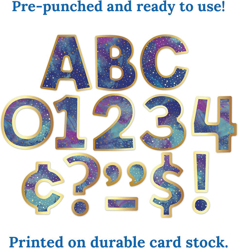 Carson Dellosa 219-Piece 4 Inch Galaxy Marble Cutout Letters for Bulletin Boards, Numbers, Punctuation & Symbols, Space Themed Bulletin Board Lett...