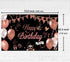 KOKAR Happy Birthday Decorations Banner, Large Black and Rose Gold Happy Birthday Banner Sign, Happy Birthday Backdrop for Girls Women Birthday Pa...