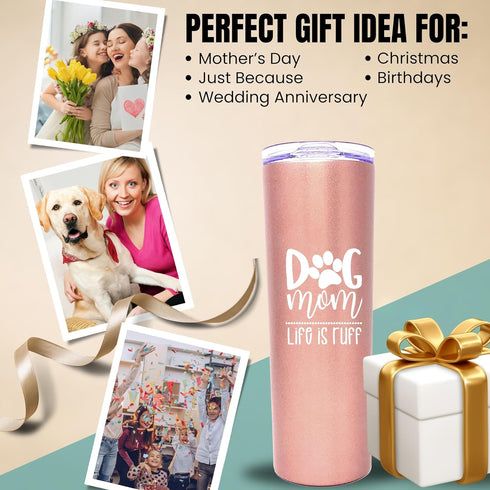 Brooke & Jess Designs Dog Mom Tumbler - Dog Lovers Gifts for Women - Dog Mom Cup, Coffee Mugs - Great Gifts for Christmas, Birthday...