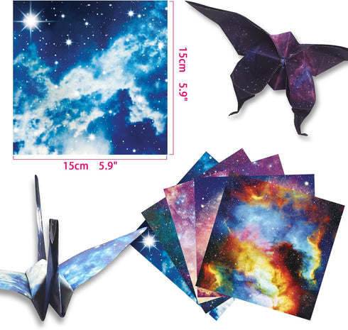 Origami Paper 6x6 Double Sided 50 Sheets 10 Colors origami kit Japanese Chiyo Square Craft Kits Easy Fold Arts Crafts DIY Handwork Beginner Starry...