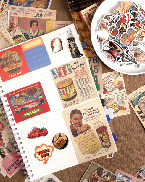 Vintage Aesthetic Stickers Scrapbook Supplies: 200pcs Journaling Junk Journal Supplies Kit Ephemera Bullet Journal Sticker Book Planner Scrapbooki...