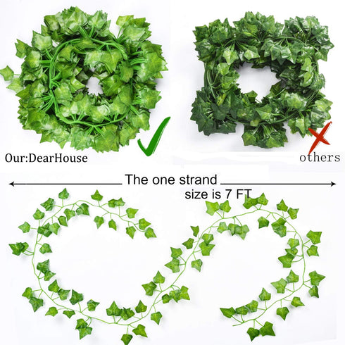 DearHouse 84 Feet 12 Strands Artificial Ivy Leaf Plants Vine Hanging Garland Fake Foliage Flowers Home Kitchen Garden Office Wedding Wall Decor, G...