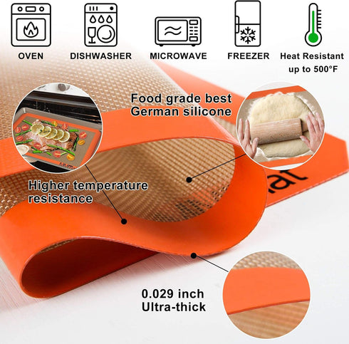Silicone Baking Mat - Best German Silicone - Non Slip Silicone Baking Sheet, Non Stick Reusable Silicone Mats For Baking, Oven Liner, Counter Mat,...