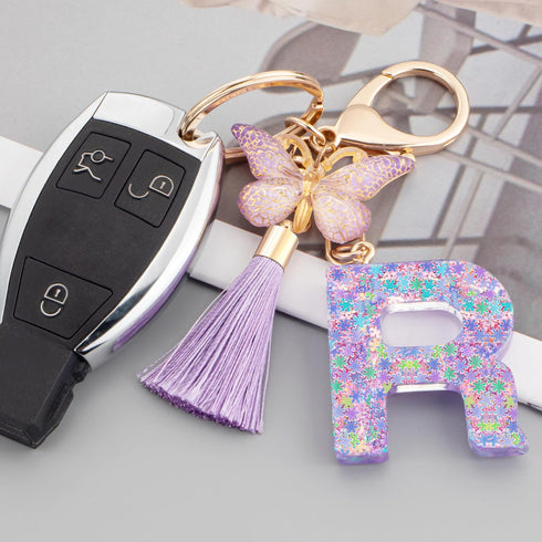 Suweibuke Cute Pink Key Chains for Women Girls, Initial Letter Keychains with Tassel, Charms for Key Purse Handbags Backpacks...