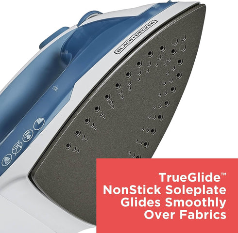 BLACK+DECKER Easy Steam Compact Iron for Clothes, Automatic Shutoff, Nonstick Plate, Light Weight, 1200 Watts...