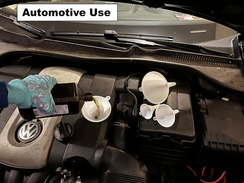 Plastic Funnel for Automotive Use - Kitchen Funnels for Filling Bottles, Jars, Containers or Lab Use - Oil Funnel for Gas, Car Oil, Lubricants and...