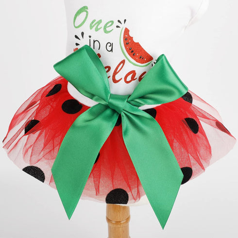Dog Dress for Small Medium Dogs Girl Watermelon Polka Dots Mesh Dress Dog Outfit, Summer Fall Tutu Dog Dresses Cat Apparel, Cute Pet Puppy Clothin...
